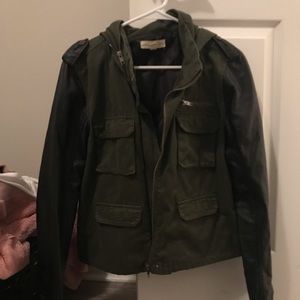 Urban Outfitters Leather sleeve army jacket